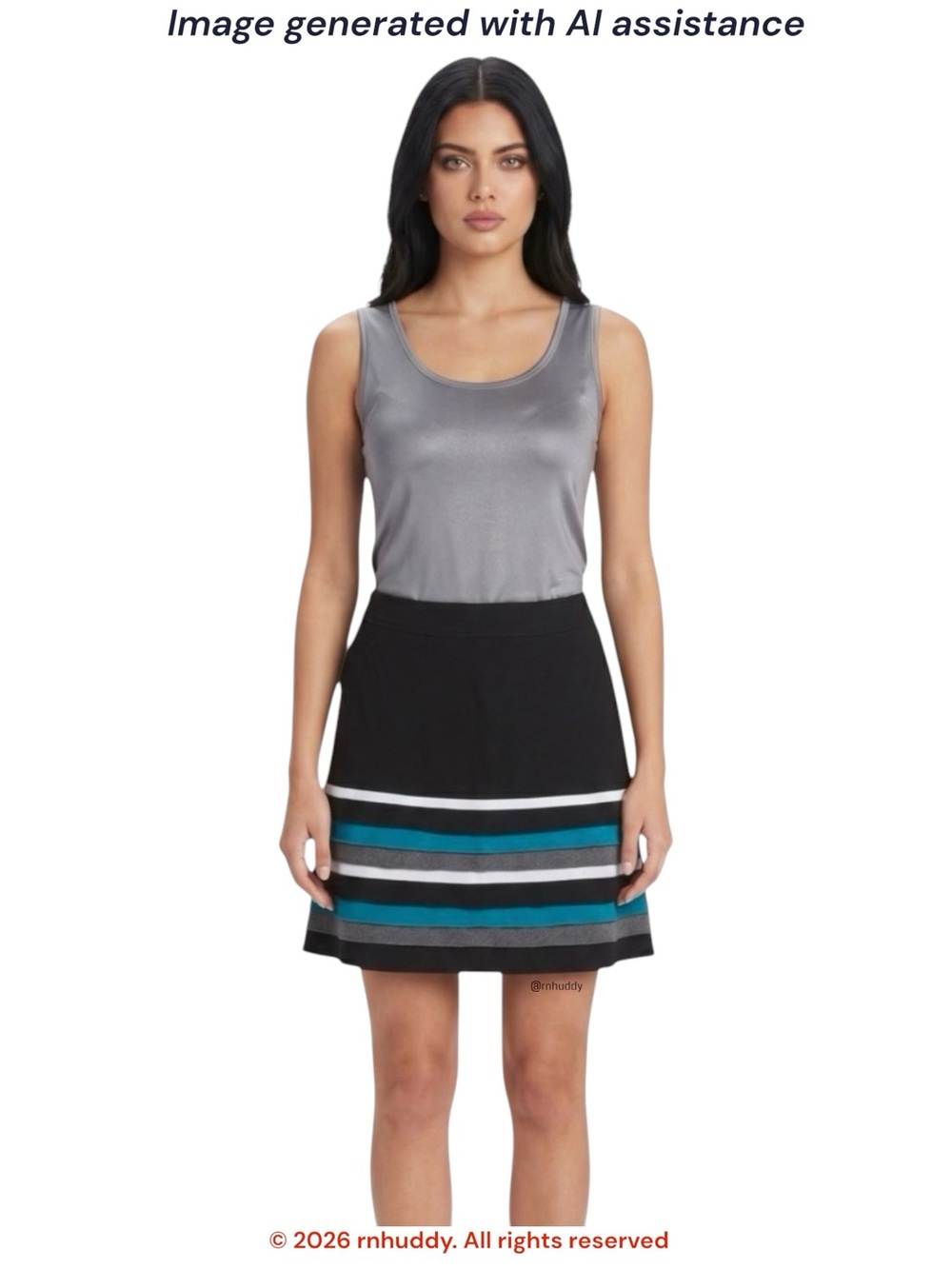 White House Black Market size 14 black ribbon striped skirt